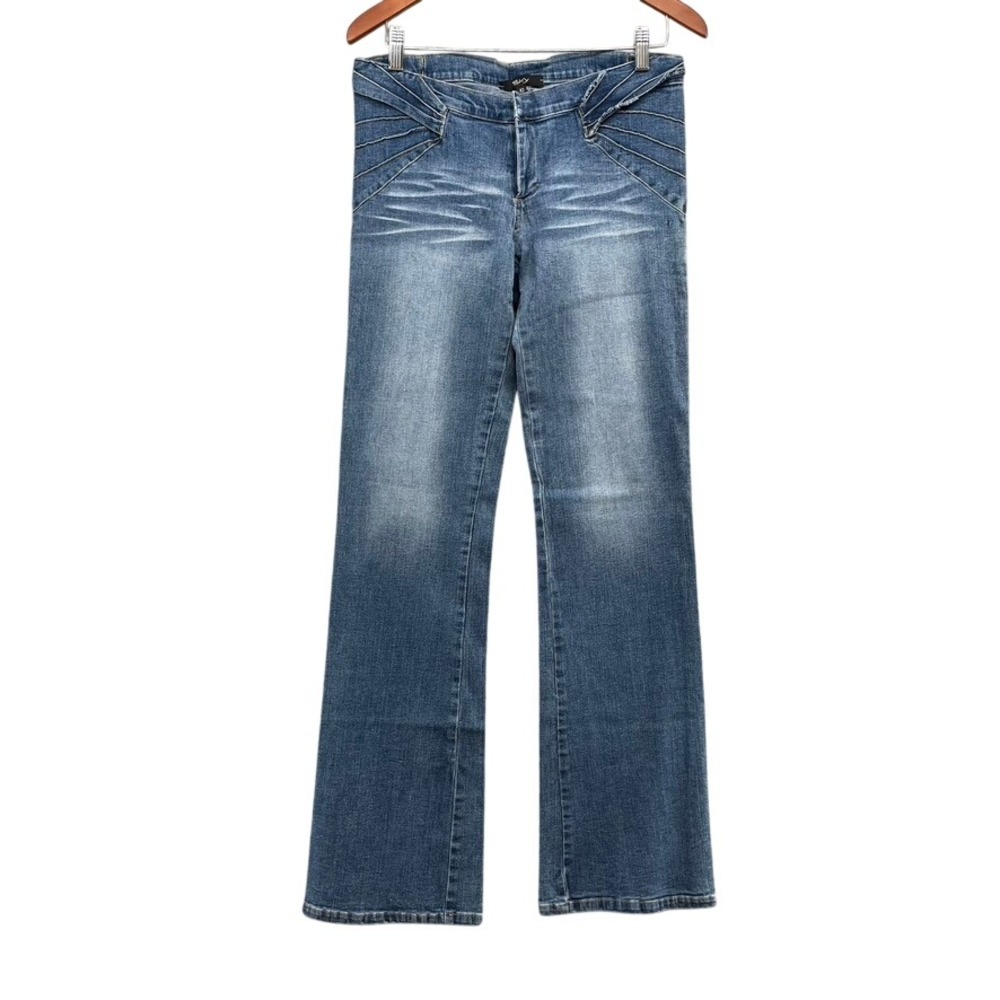 Sky Jeans Womens 10 Blue Bootcut Mid Rise Decorative Yoke Stitching Stretch